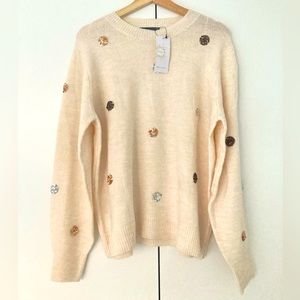Marks & Spencer Cream Knit Sequin Sweater